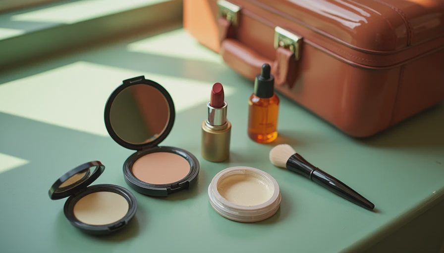 Illustration for travel makeup kit essentials