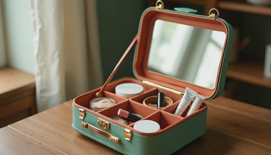 Visual context for travel makeup kit essentials